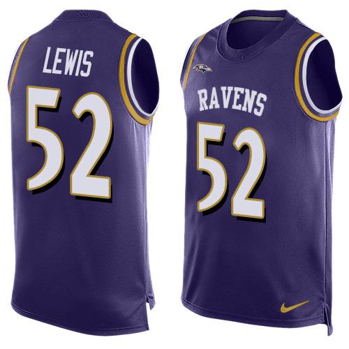 Nike Ravens #52 Ray Lewis Purple Team Color Men's Stitched NFL Limited Tank Top Jersey - Click Image to Close